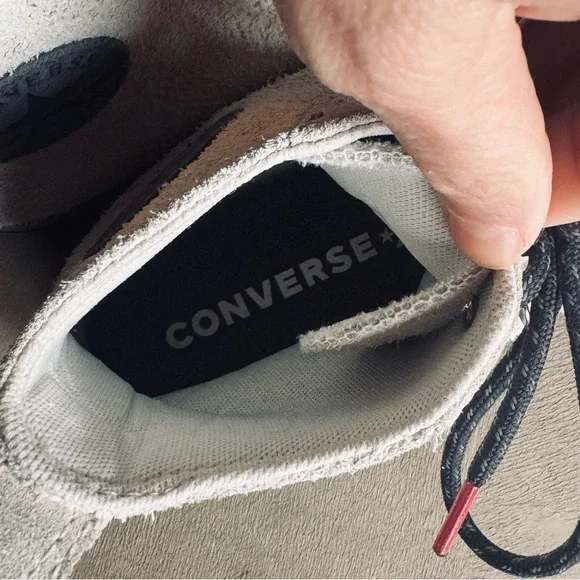 Rare Converse High-Top Sneakers in Gray Suede Leather, Black Trim W’s 9, Men’s 7 - Picture 6 of 10